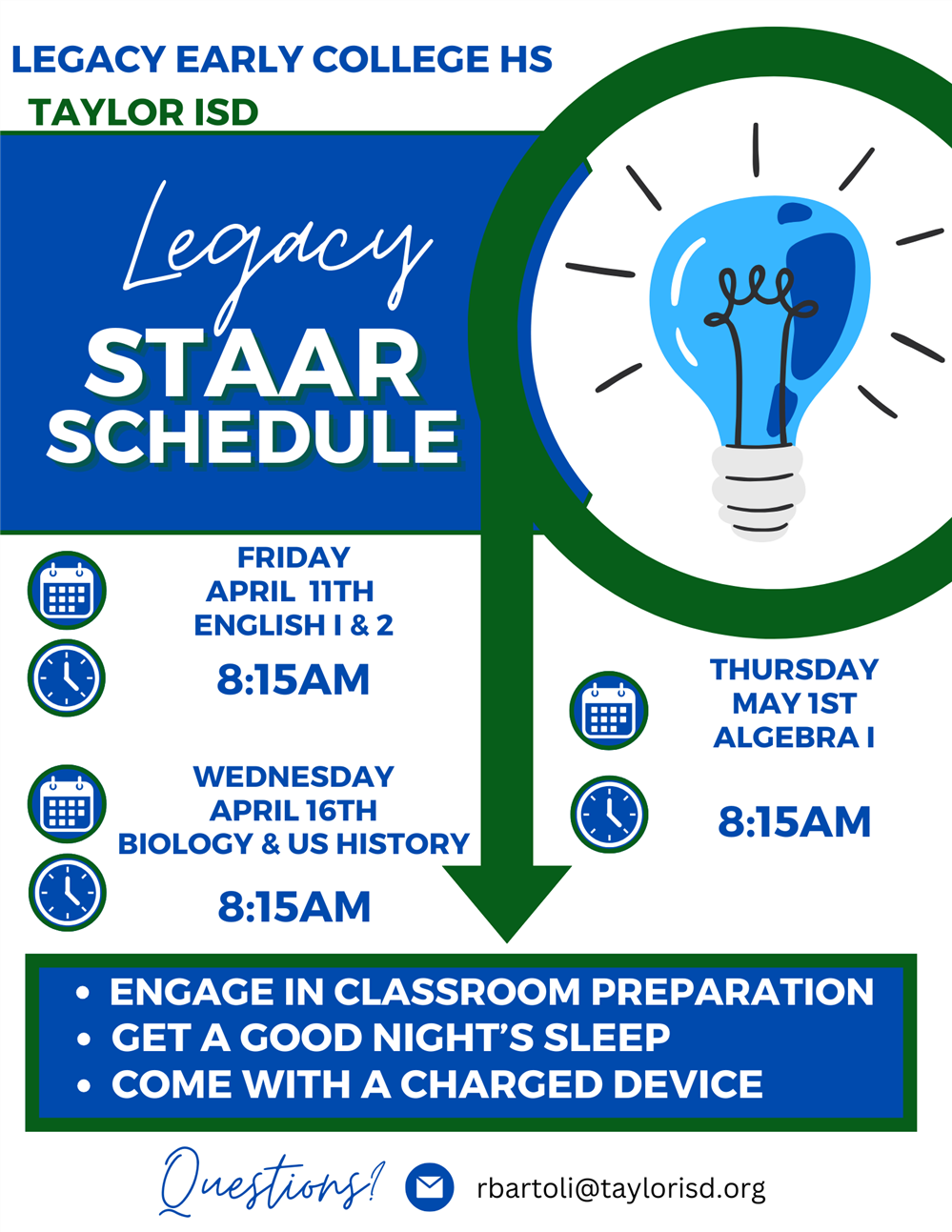  Legacy STAAR Schedule