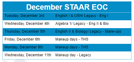 STAAR Dates