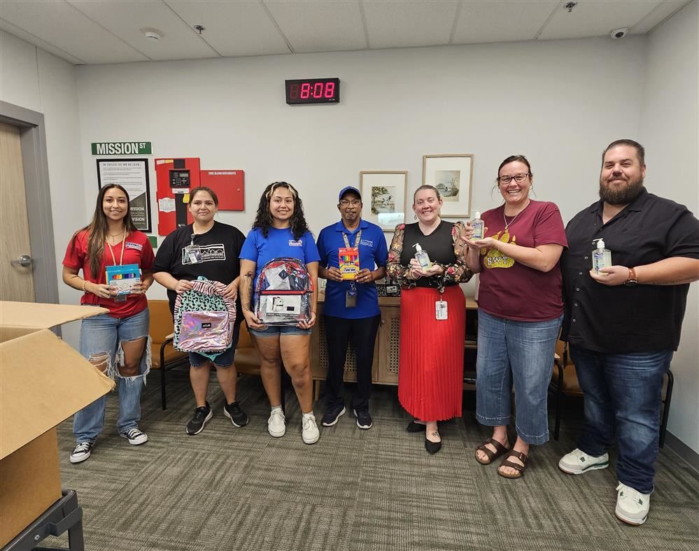  Our campus received a generous donation of school supplies from Travis Association for the Blind